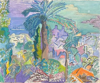 une image représentant un tableau montrant une vue de la ville depuis une fenêtre