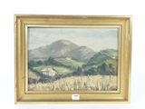 an image of a painting of a landscape with hills in the background