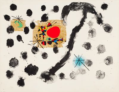 an image of a painting on a white surface with black spots