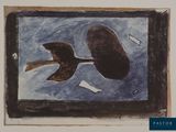 a picture of a painting of a bird in a frame