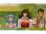 a picture of a group of anime characters on a skateboard