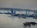 many boats that are in the water by the shore
