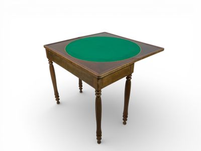 Table à jeu en placage d’acajou à abattant, plateau de feutr…