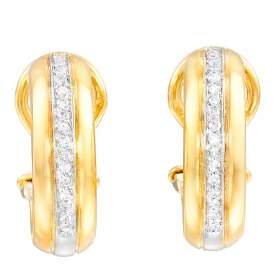 Boucles d'oreilles créoles bicolores en or et diamants