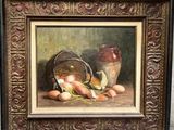 a picture of a painting of eggs on a table