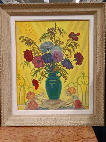 Charles BOULET PFEIFFER (1921-1970) « Fleur dans un vase sur fond