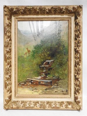 GYR (XIX-XXème). Paysage à la fontaine.