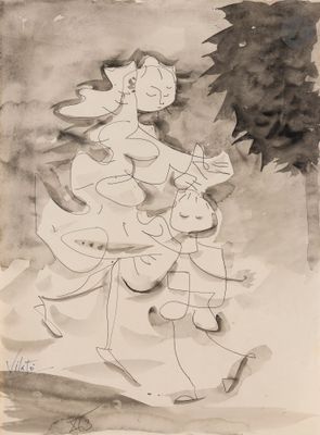 an image of a drawing of a woman holding a child