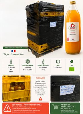 une photo d'une bouteille de jus d'orange à côté d'une caisse