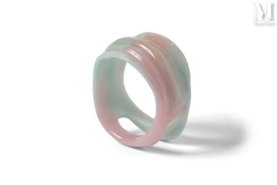 un anneau rose et vert sur un fond blanc