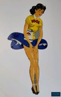 IGOL. Plaque en tôle peinte figurant une Pin Up. (photo 2)