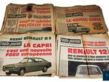 several old french newspapers are stacked on top of each other