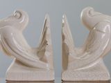 paire de serre-livres Art déco représentant un oiseau et un poisson