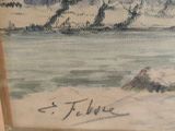 a picture of a painting of a boat in the water
