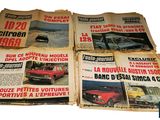 four pages of old french cars on display on a white surface