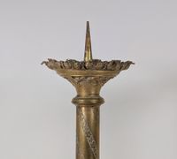 Paire de piques cierges en laiton doré type "colonne" à pièt… (photo 3)
