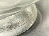 a close up of a fish in a bowl on a table