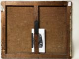 a picture of an old wooden frame with a picture on it