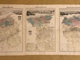 three maps of the world with countries on them on a table