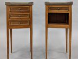 paire de tables de chevet françaises avec plateaux en marbre