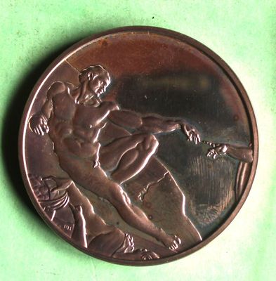 a coin with a picture of a man and a woman on it