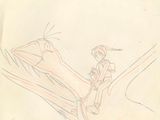 dessin représentant une personne assise sur une branche d'arbre, avec un oiseau en arrière-plan