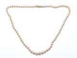 un collier de perles avec un fermoir en or sur fond blanc