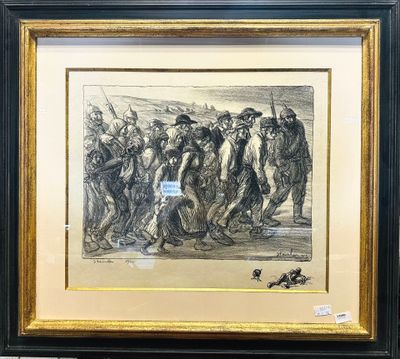 un dessin représentant un groupe d'hommes debout les uns à côté des autres