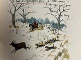a picture of a book with a picture of a deer in the snow