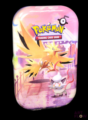 a pokemon trading card game in a tin box