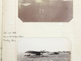 two old photos of an airplane in a field