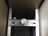 a light that is on inside of a train car