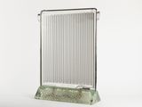 a radiator that is on a stand on a white background