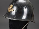 a close up of a helmet on a mannequin head