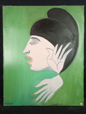 une image représentant un tableau où l'on voit une femme portant un chapeau noir