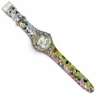 a close up of a wrist watch with cartoon characters on it