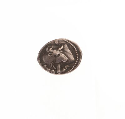 une image représentant une pièce d'argent sur laquelle figure un taureau