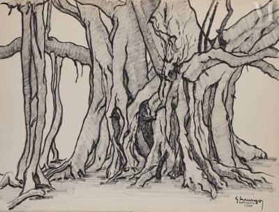 le dessin d'un arbre qui se trouve au milieu d'un dessin