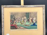an old picture of a painting on an easel with a black background