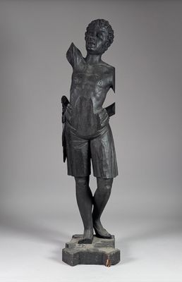 an image of a statue of a woman with a bird on her shoulder