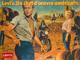 une affiche représentant un homme à moto dans le désert