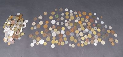 a lot of coins that are on the ground