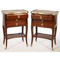 DUBUT. PAIRE DE TABLES DE SALON LOUIS XV en acajou massif à … (photo 2)