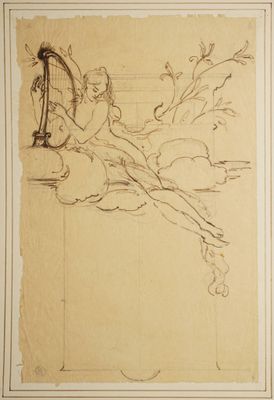 MOREAU-NÉRET Adrien, attribué à, Joueuse de harpe, Dessin à …