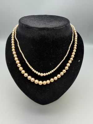 Collier Ancien En Perles De Culture, Disposition En Chute - Bijou Vintage Occasion