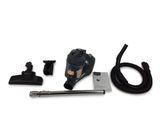 a close up of a vacuum cleaner with a hose and other accessories