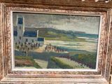 une photo d'un tableau représentant des personnes sur la plage