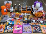 a table with a lot of halloween items on it