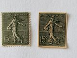 two stamps with the image of a woman and a man on them