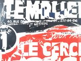 a red and black poster with white writing on it